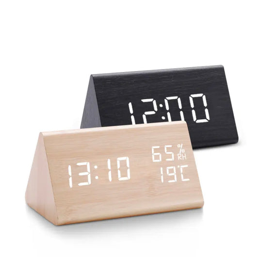 LED Wooden alarm clock